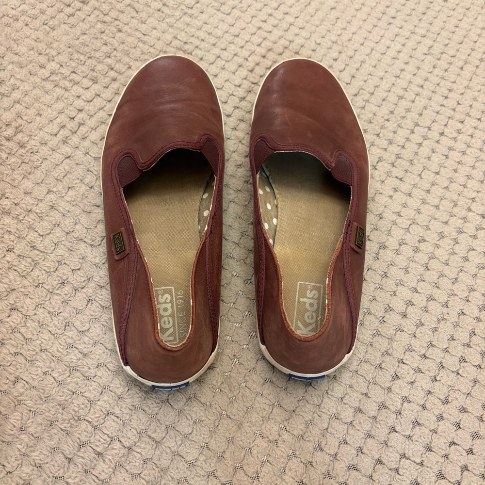 Keds Maroon Crashback Leather Casual Slip-Ons 10 - Picture 4 of 7